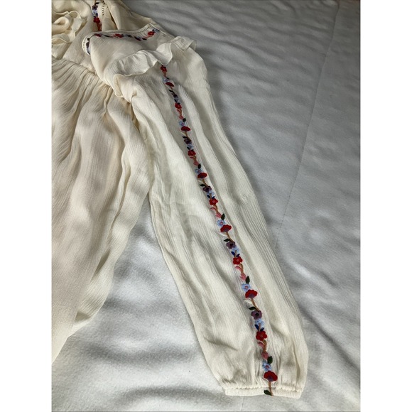 Sugar Lips Women's Size XS Ivory Boho Embroidered Balloon Sleeve Dress - Picture 8 of 14